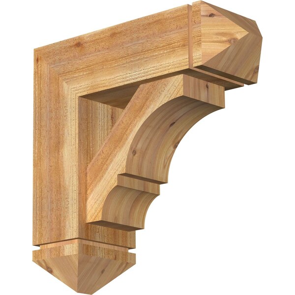 Ekena Millwork Balboa Arts and Crafts Rough Sawn Bracket w/ Offset Brace, Western Red Cedar, 8"W x 24"D x 24"H BKT0806X24X24BOA03RWR - main